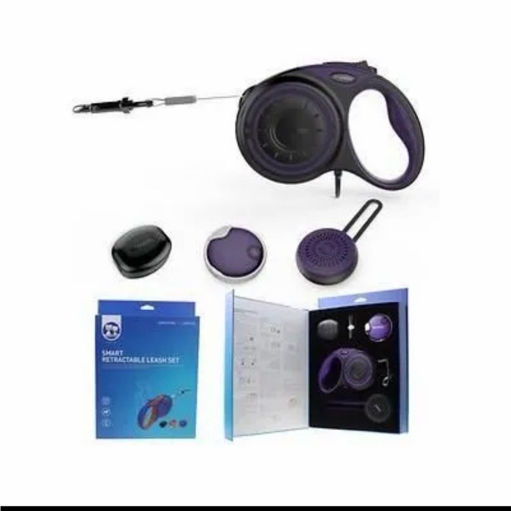 Purple Smart Retractable Leash Set